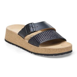 Almina in pelle naturale e materiale sintetico, nero