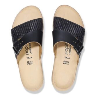 Almina in pelle naturale e materiale sintetico, nero