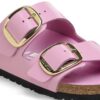 Arizona Big Buckle in pelle naturale verniciata lucida rosa fondente