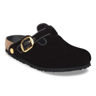 Boston Big Buckle Bordi a vista Rivetti Logo Tessuto Velluto Nero