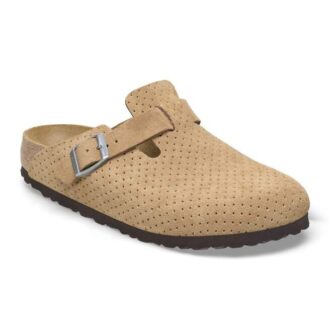 Boston in pelle scamosciata goffrata a pois, nuovo beige