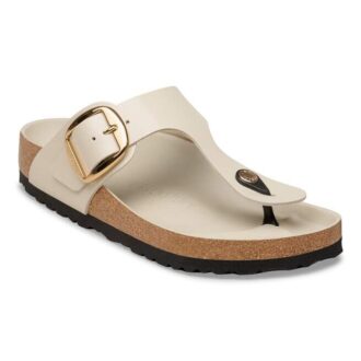 Gizeh Big Buckle in pelle verniciata naturale