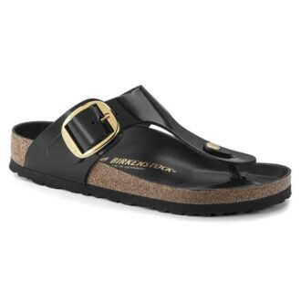 Gizeh Big Buckle in pelle verniciata naturale