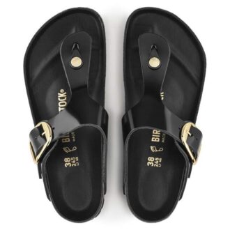 Gizeh Big Buckle in pelle verniciata naturale