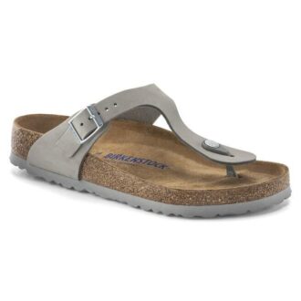 Gizeh Soft Footbed in pelle nabuk grigio tortora