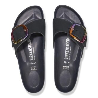 Madrid Big Buckle in pelle nabuk nera