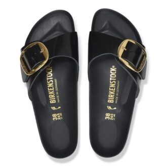 Madrid Big Buckle in pelle verniciata naturale