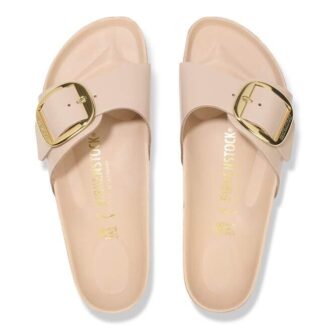 Madrid Big Buckle in pelle verniciata naturale