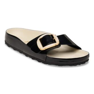 Madrid con Big Buckle in pelle verniciata naturale color perla