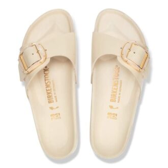 Madrid con Big Buckle in pelle verniciata naturale color perla