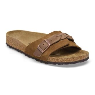 Oita in pelle scamosciata intrecciata Mink